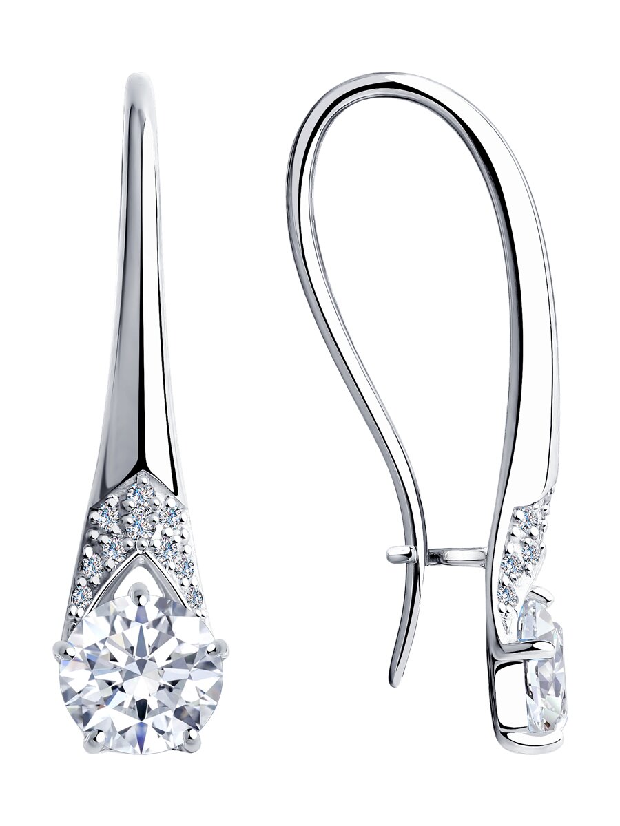 Серьги из серебра c фианитом