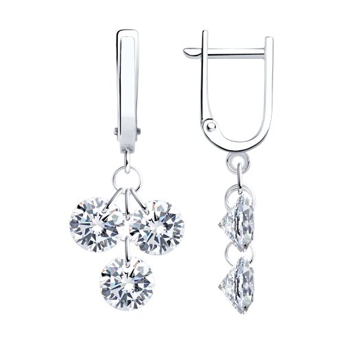 Серьги из серебра c фианитом