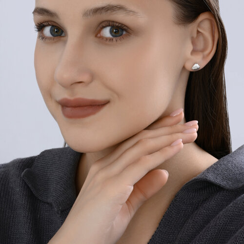 Серьги пусеты из серебра ракушка — фото 5