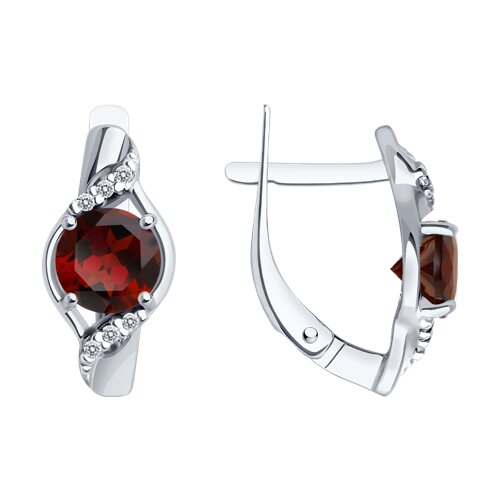 Серьги из серебра c гранатом