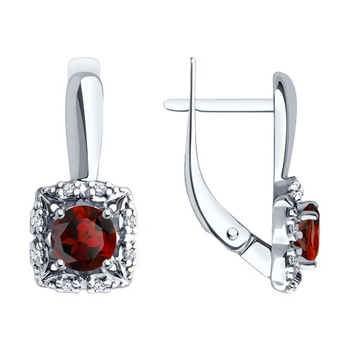 Серьги из серебра c гранатом