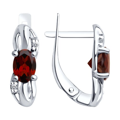Серьги из серебра c гранатом