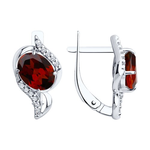 Серьги из серебра c гранатом