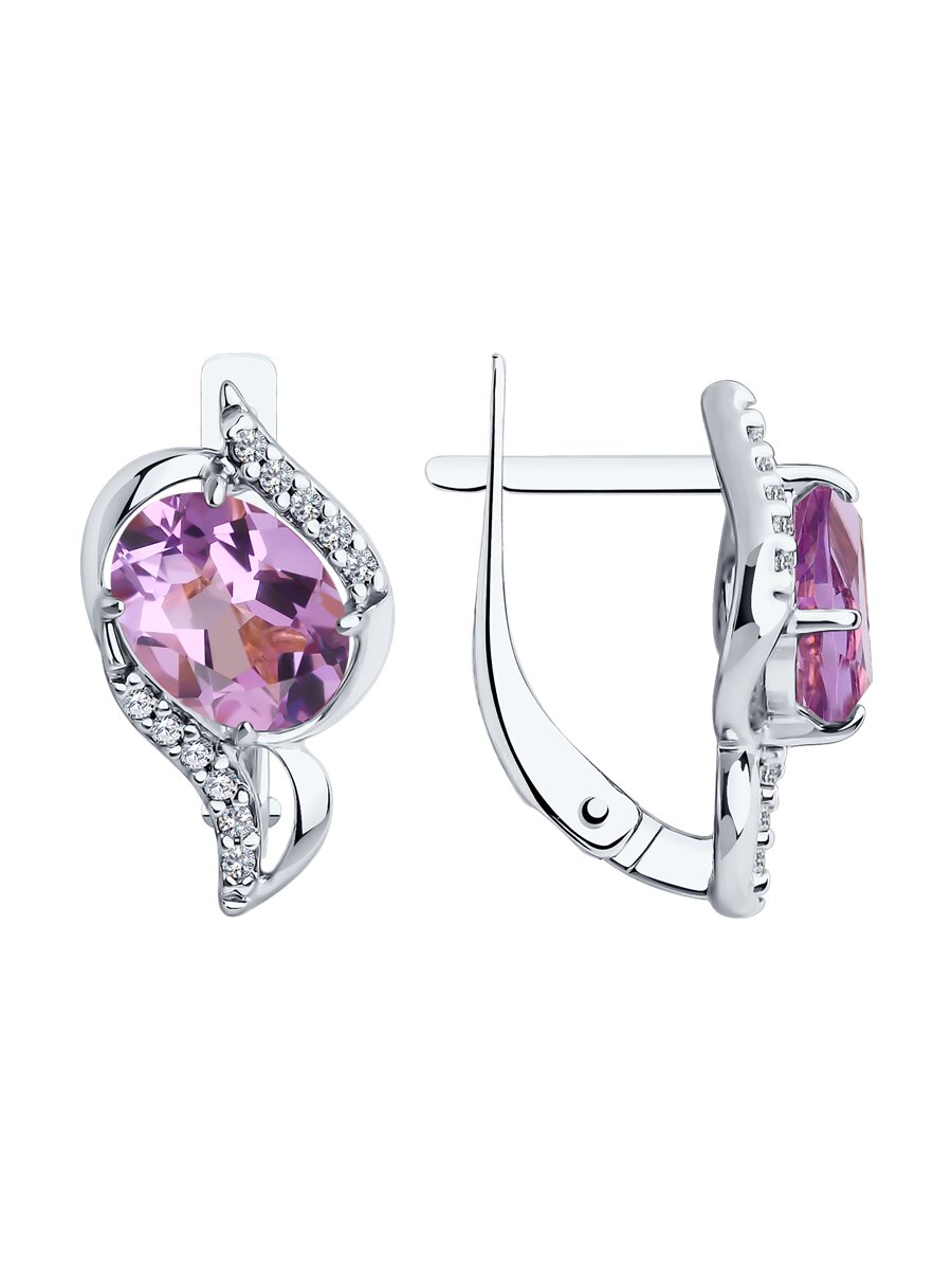 Серьги из серебра c аметистом