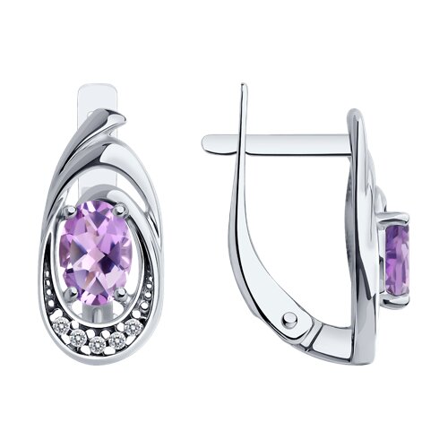 Серьги из серебра c аметистом