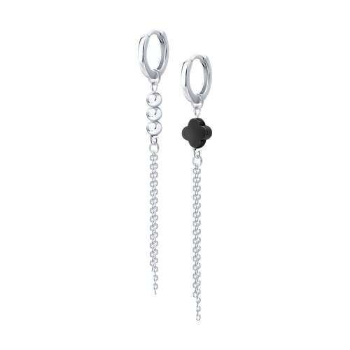 Серьги конго из серебра c гематитом