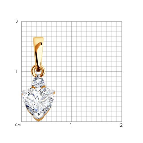 Подвеска геометрическая из золота 585 пробы c фианиом — фото 2