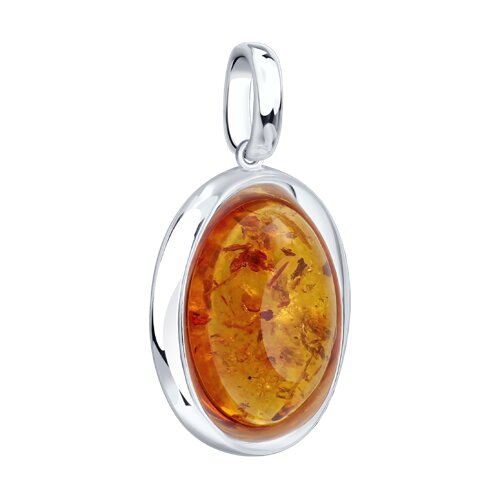 Подвеска овальная из серебра c янтарем — фото 2