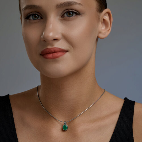 Подвеска овальная из серебра c агатом — фото 4