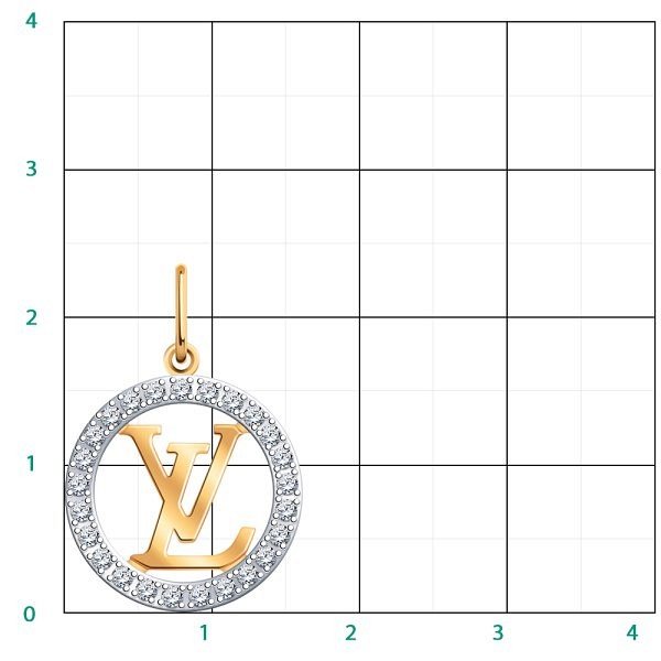 Подвеска буквы LV из золота 585 пробы c фианиом — фото 2