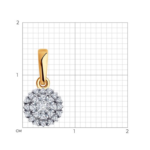 Подвеска геометрическая из золота 585 пробы c фианиом — фото 3