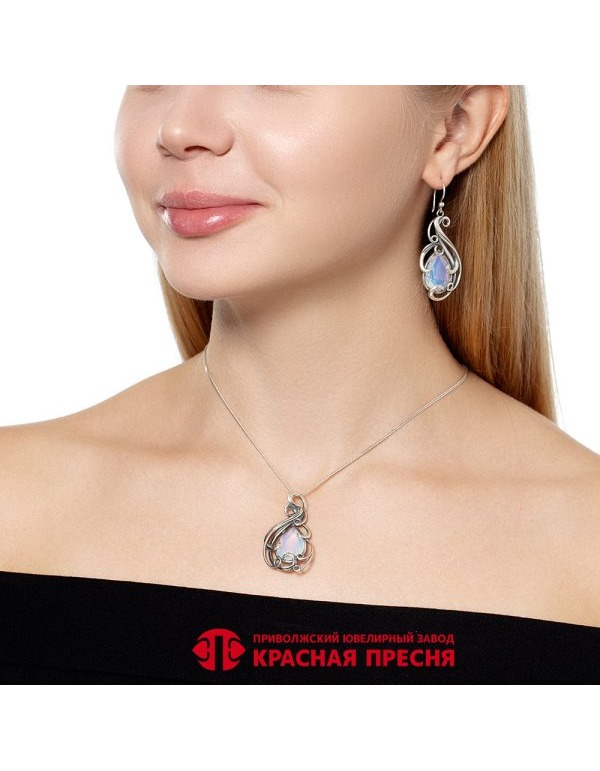 Подвеска серебряная капля опалесцентная — фото 2