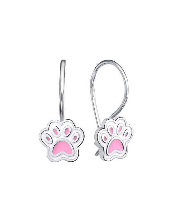 Серьги животные лапки серебряные