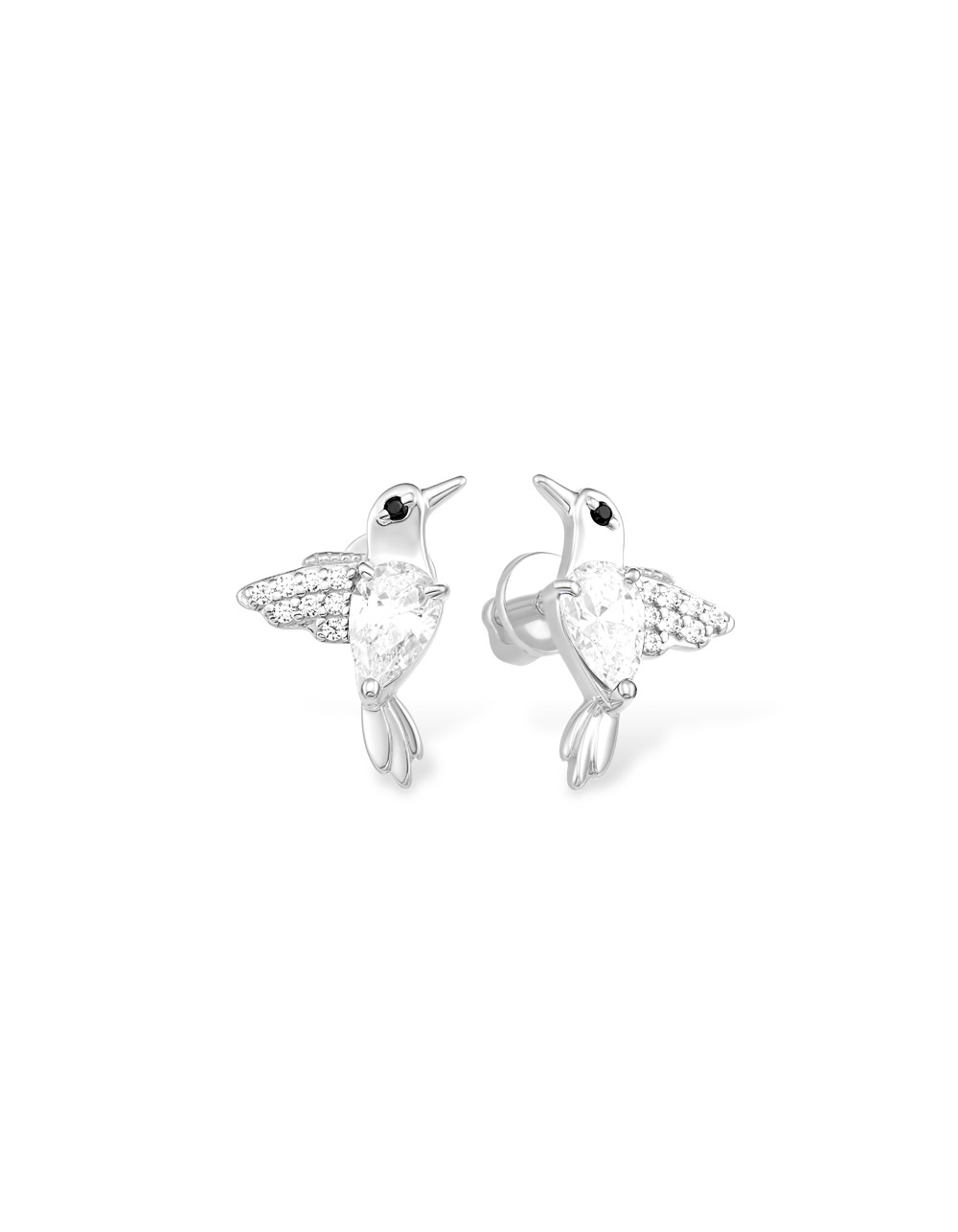 Серьги колибри серебряные