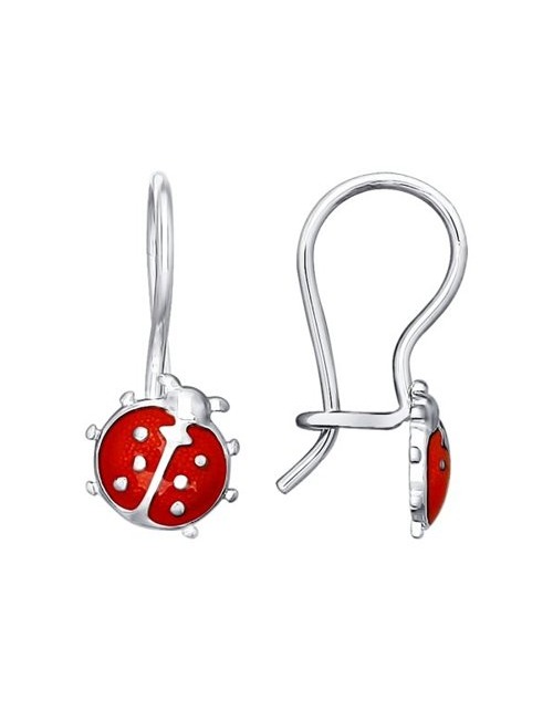 Серьги божья коровка серебряные