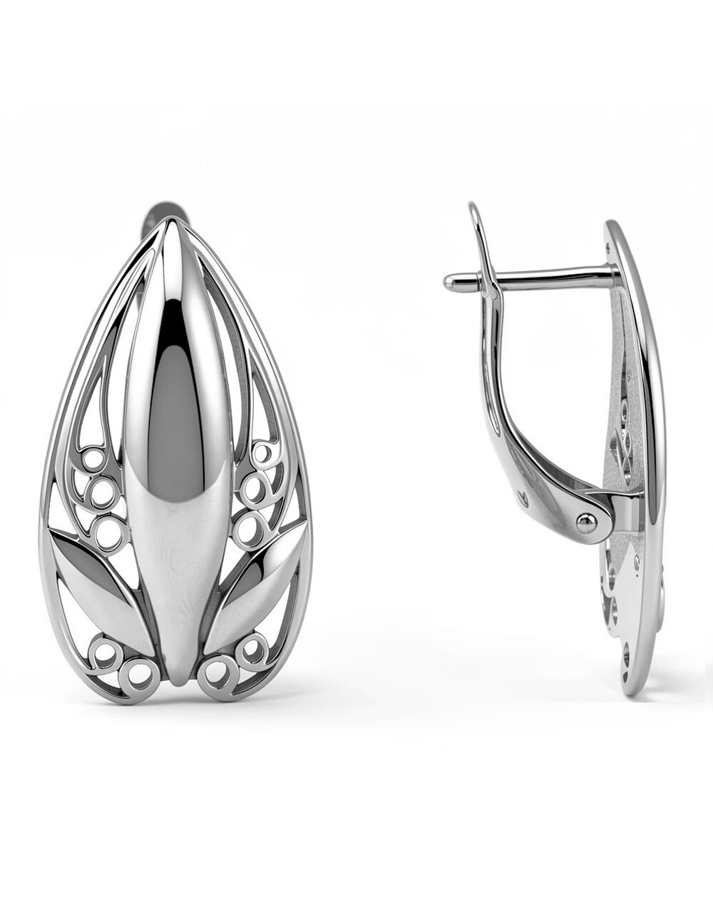Серьги оригинальной формы серебряные
