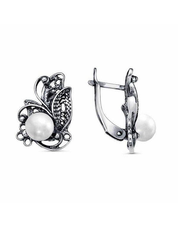 Серьги оригинальной формы серебряные