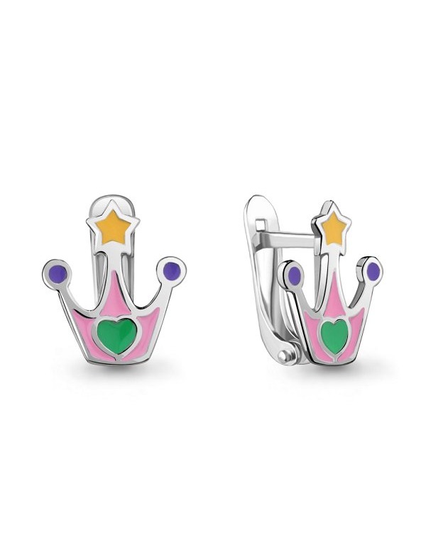 Серьги корона серебряные