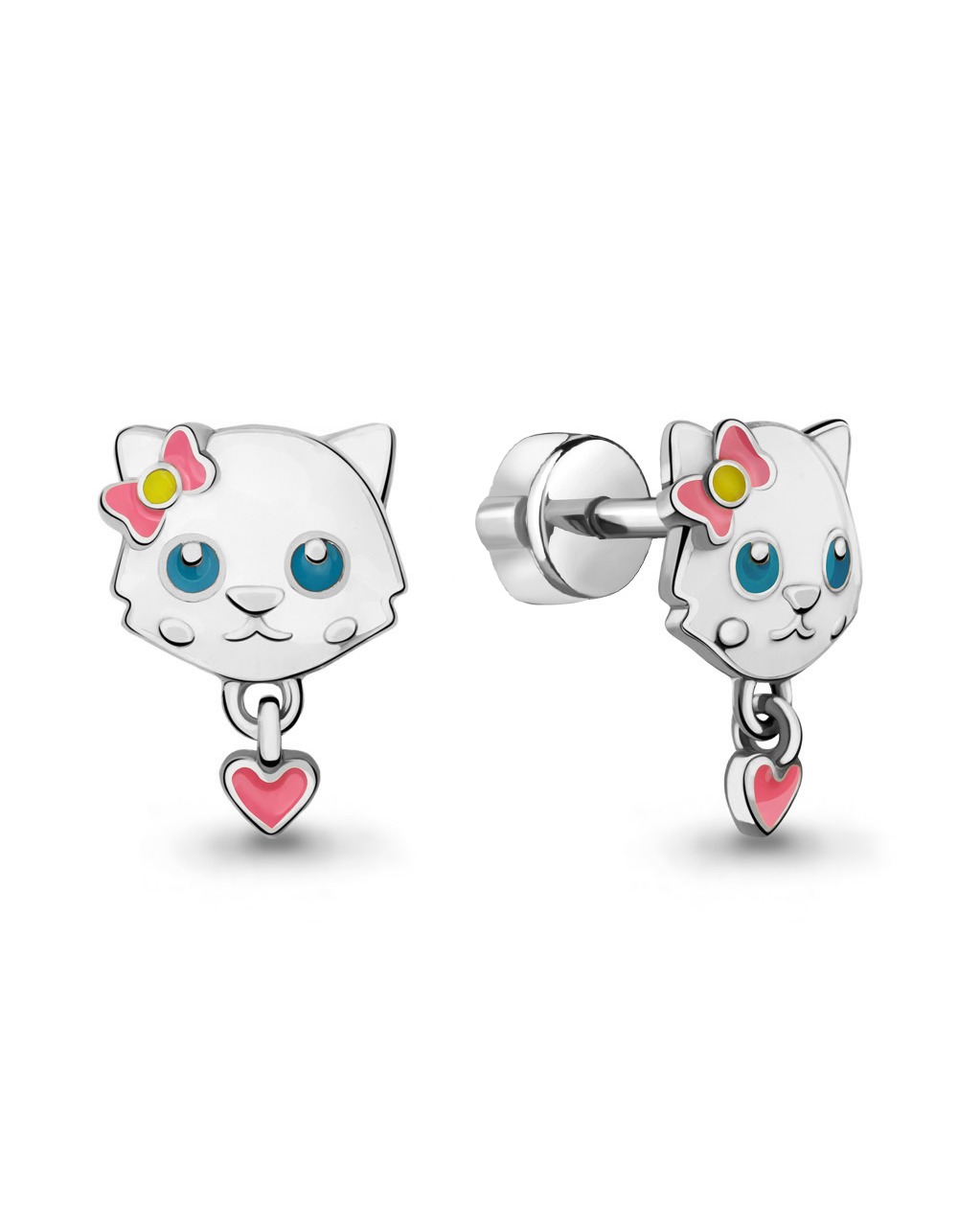 Серьги кошка серебряные